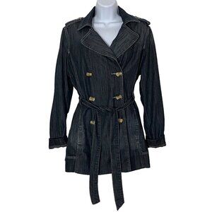 Christiana Zinn Women’s Size Large Belted Double Breasted Jean Denim Jacket
